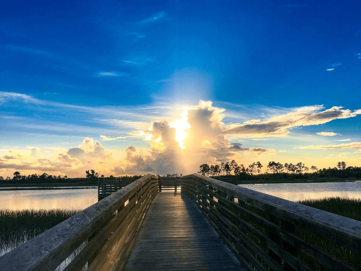 A beautiful bridge view with sunset